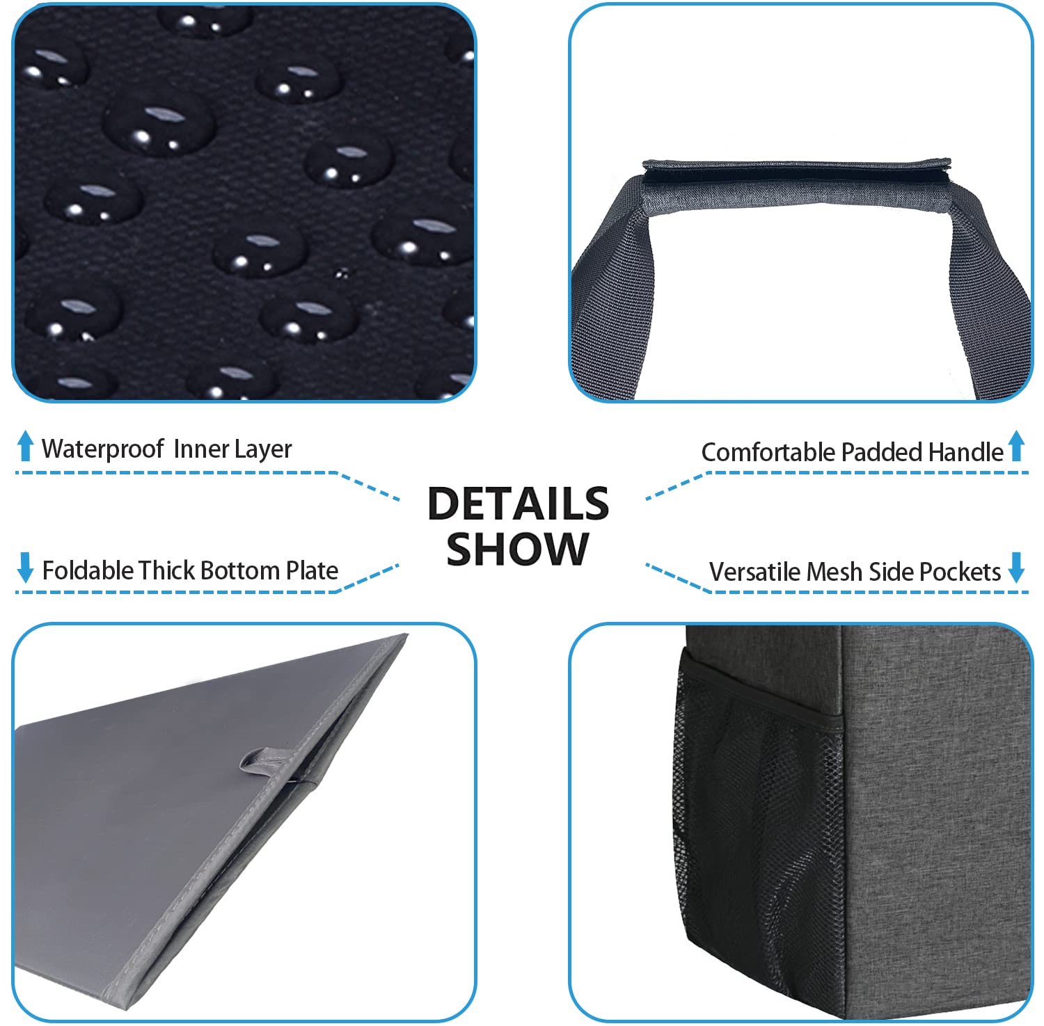 Lhzk Standing Extra Large Utility Tote Bag With Metal Wire Frame And The Sides Rinforced, Large Collapsible Tote (Gray)